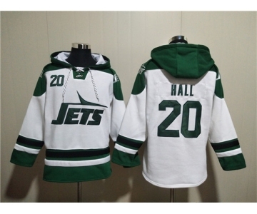 Men's New York Jets #20 Breece Hall White Ageless Must-Have Lace-Up Pullover Hoodie