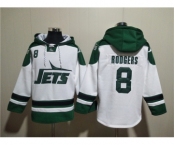 Men's New York Jets #8 Aaron Rodgers White Ageless Must-Have Lace-Up Pullover Hoodie