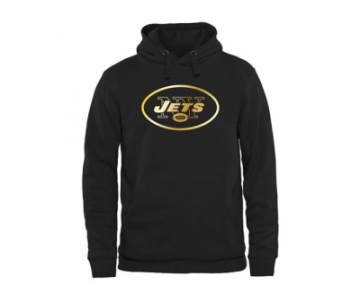 Men''s New York Jets Pro Line Black Gold Collection Pullover Hoodie