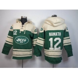 nike nfl jerseys new york jets #12 joe namath cream-green[pullover hooded sweatshirt]