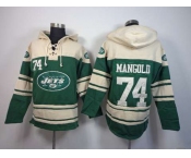 nike nfl jerseys new york jets #74 nick mangold cream-green[pullover hooded sweatshirt]