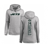 Football Women's New York Jets #14 Sam Darnold Ash Backer Pullover Hoodie