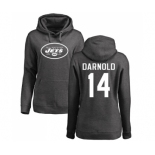 Football Women's New York Jets #14 Sam Darnold Ash One Color Pullover Hoodie