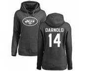 Football Women's New York Jets #14 Sam Darnold Ash One Color Pullover Hoodie