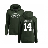 Football Women's New York Jets #14 Sam Darnold Green Name & Number Logo Pullover Hoodie