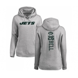 Football Women's New York Jets #26 Le'Veon Bell Ash Backer Pullover Hoodie