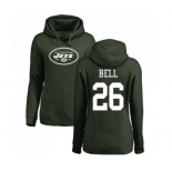 Football Women's New York Jets #26 Le'Veon Bell Green Name & Number Logo Pullover Hoodie