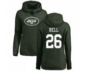 Football Women's New York Jets #26 Le'Veon Bell Green Name & Number Logo Pullover Hoodie