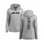 Football Women's New York Jets #44 Harvey Langi Ash Backer Pullover Hoodie