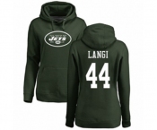 Football Women's New York Jets #44 Harvey Langi Green Name & Number Logo Pullover Hoodie