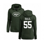 Football Women's New York Jets #55 Ryan Kalil Green Name & Number Logo Pullover Hoodie