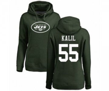 Football Women's New York Jets #55 Ryan Kalil Green Name & Number Logo Pullover Hoodie