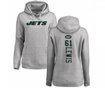 Football Women's New York Jets #61 Alex Lewis Ash Backer Pullover Hoodie