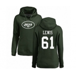 Football Women's New York Jets #61 Alex Lewis Green Name & Number Logo Pullover Hoodie