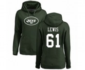 Football Women's New York Jets #61 Alex Lewis Green Name & Number Logo Pullover Hoodie