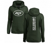 Football Women's New York Jets #91 Bronson Kaufusi Green Backer Pullover Hoodie