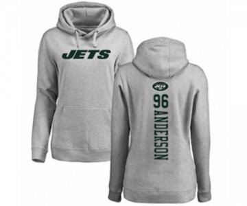 Football Women's New York Jets #96 Henry Anderson Ash Backer Pullover Hoodie