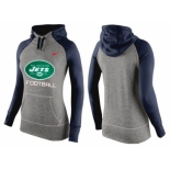 Women Nike New York Jets Performance Hoodie Grey & Dark Blue