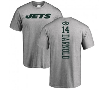 Football New York Jets #14 Sam Darnold Ash Backer T-Shirt