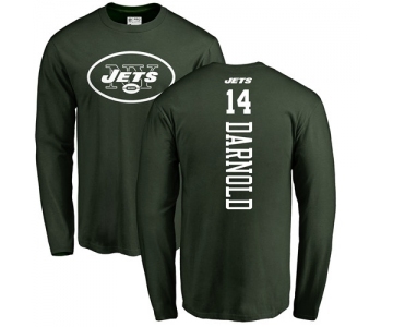 Football New York Jets #14 Sam Darnold Green Backer Long Sleeve T-Shirt