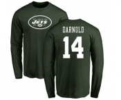 Football New York Jets #14 Sam Darnold Green Name & Number Logo Long Sleeve T-Shirt