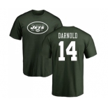 Football New York Jets #14 Sam Darnold Green Name & Number Logo T-Shirt