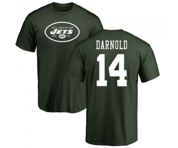 Football New York Jets #14 Sam Darnold Green Name & Number Logo T-Shirt