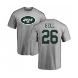 Football New York Jets #26 Le'Veon Bell Ash Name & Number Logo T-Shirt