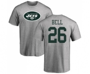 Football New York Jets #26 Le'Veon Bell Ash Name & Number Logo T-Shirt