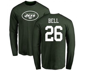 Football New York Jets #26 Le'Veon Bell Green Name & Number Logo Long Sleeve T-Shirt