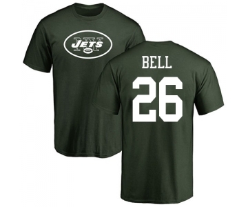 Football New York Jets #26 Le'Veon Bell Green Name & Number Logo T-Shirt