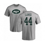 Football New York Jets #44 Harvey Langi Ash Name & Number Logo T-Shirt