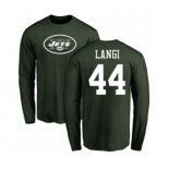 Football New York Jets #44 Harvey Langi Green Name & Number Logo Long Sleeve T-Shirt