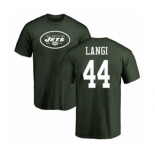 Football New York Jets #44 Harvey Langi Green Name & Number Logo T-Shirt