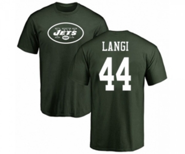 Football New York Jets #44 Harvey Langi Green Name & Number Logo T-Shirt