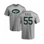 Football New York Jets #55 Ryan Kalil Ash Name & Number Logo T-Shirt