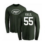 Football New York Jets #55 Ryan Kalil Green Name & Number Logo Long Sleeve T-Shirt