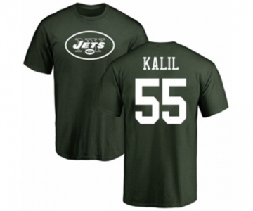 Football New York Jets #55 Ryan Kalil Green Name & Number Logo T-Shirt