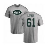 Football New York Jets #61 Alex Lewis Ash Name & Number Logo T-Shirt