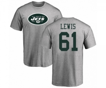 Football New York Jets #61 Alex Lewis Ash Name & Number Logo T-Shirt