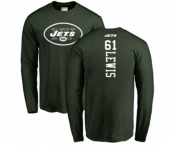 Football New York Jets #61 Alex Lewis Green Backer Long Sleeve T-Shirt