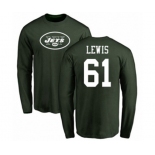 Football New York Jets #61 Alex Lewis Green Name & Number Logo Long Sleeve T-Shirt