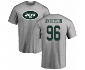 Football New York Jets #96 Henry Anderson Ash Name & Number Logo T-Shirt