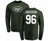 Football New York Jets #96 Henry Anderson Green Name & Number Logo Long Sleeve T-Shirt