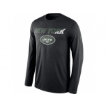 Men's New York Jets Nike Black Legend Staff Practice Long Sleeves Performance T-Shirt