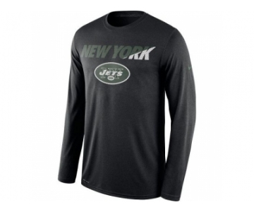 Men's New York Jets Nike Black Legend Staff Practice Long Sleeves Performance T-Shirt