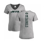 Football Women's New York Jets #14 Sam Darnold Ash Backer T-Shirt