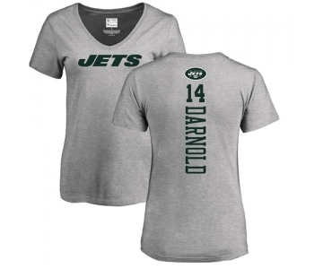 Football Women's New York Jets #14 Sam Darnold Ash Backer T-Shirt