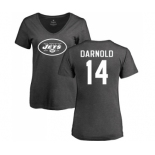 Football Women's New York Jets #14 Sam Darnold Ash One Color T-Shirt