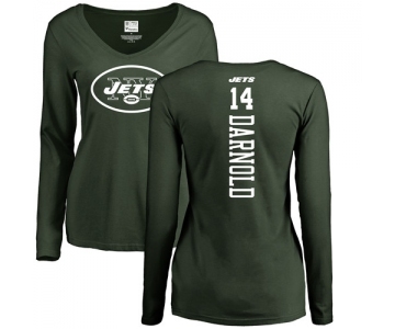 Football Women's New York Jets #14 Sam Darnold Green Backer Long Sleeve T-Shirt